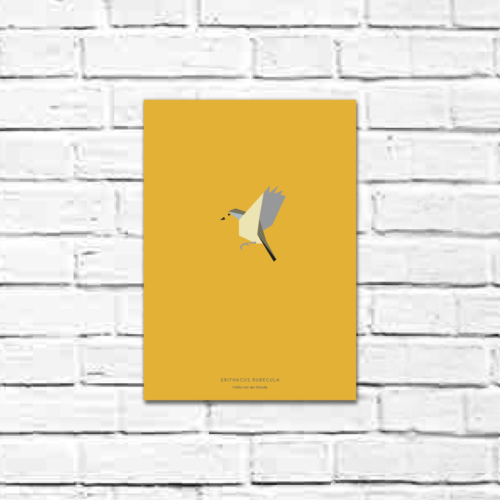 Erithacus rubecula A4 poster